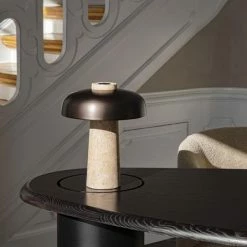 Menu | Reverse Table Lamp | Travertine + Bronzed Brass 11 Menu | Reverse Table Lamp | Travertine + Bronzed Brass