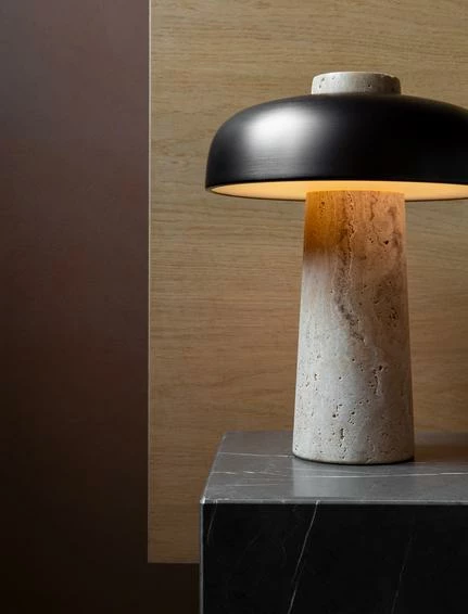 Menu | Reverse Table Lamp | Travertine + Bronzed Brass 6 Menu | Reverse Table Lamp | Travertine + Bronzed Brass