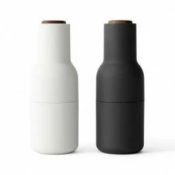 Menu Set of 2 Ash & Carbon Bottle Grinders with Walnut Top