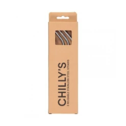 Chilly's Set of 3 Stainless Steel Straws with Brush