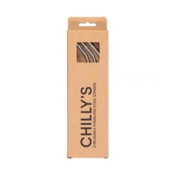 Chilly's Set of 3 Stainless Steel Straws with Brush 3 Chilly's Set of 3 Stainless Steel Straws with Brush