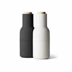 Menu Set of 2 Ash & Carbon Small Bottle Grinders with Beech Top