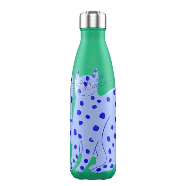 Chilly's 500ml Artist Series Agathe Singer Blue Cat 3 Chilly's 500ml Artist Series Agathe Singer Blue Cat