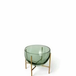 Menu | Small Échasse Bowl | Smoked Green + Brass