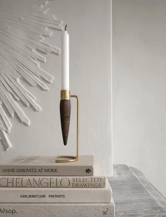 Menu Umanoff Candle Holder Brass & Walnut 4 Menu Umanoff Candle Holder Brass & Walnut