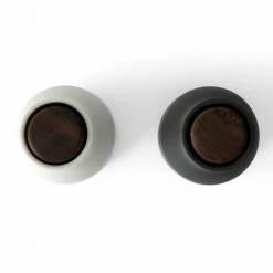Menu Set of 2 Ash & Carbon Bottle Grinders with Walnut Top