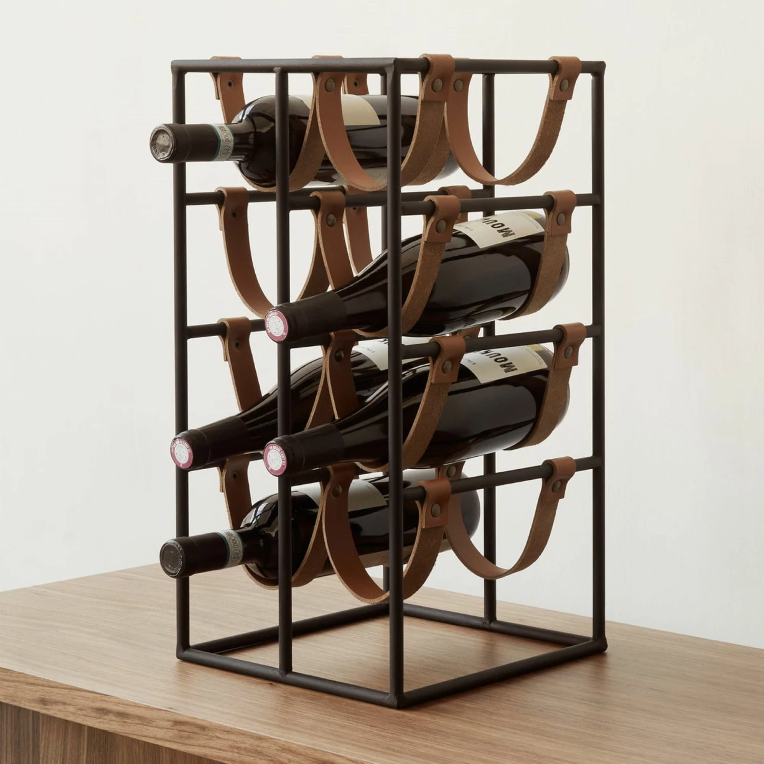 Menu Umanoff Leather & Steel Wine Rack - 8 Bottles 4 Menu Umanoff Leather & Steel Wine Rack - 8 Bottles