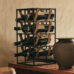 Menu Umanoff Leather & Steel Wine Rack - 8 Bottles 10 Menu Umanoff Leather & Steel Wine Rack - 8 Bottles