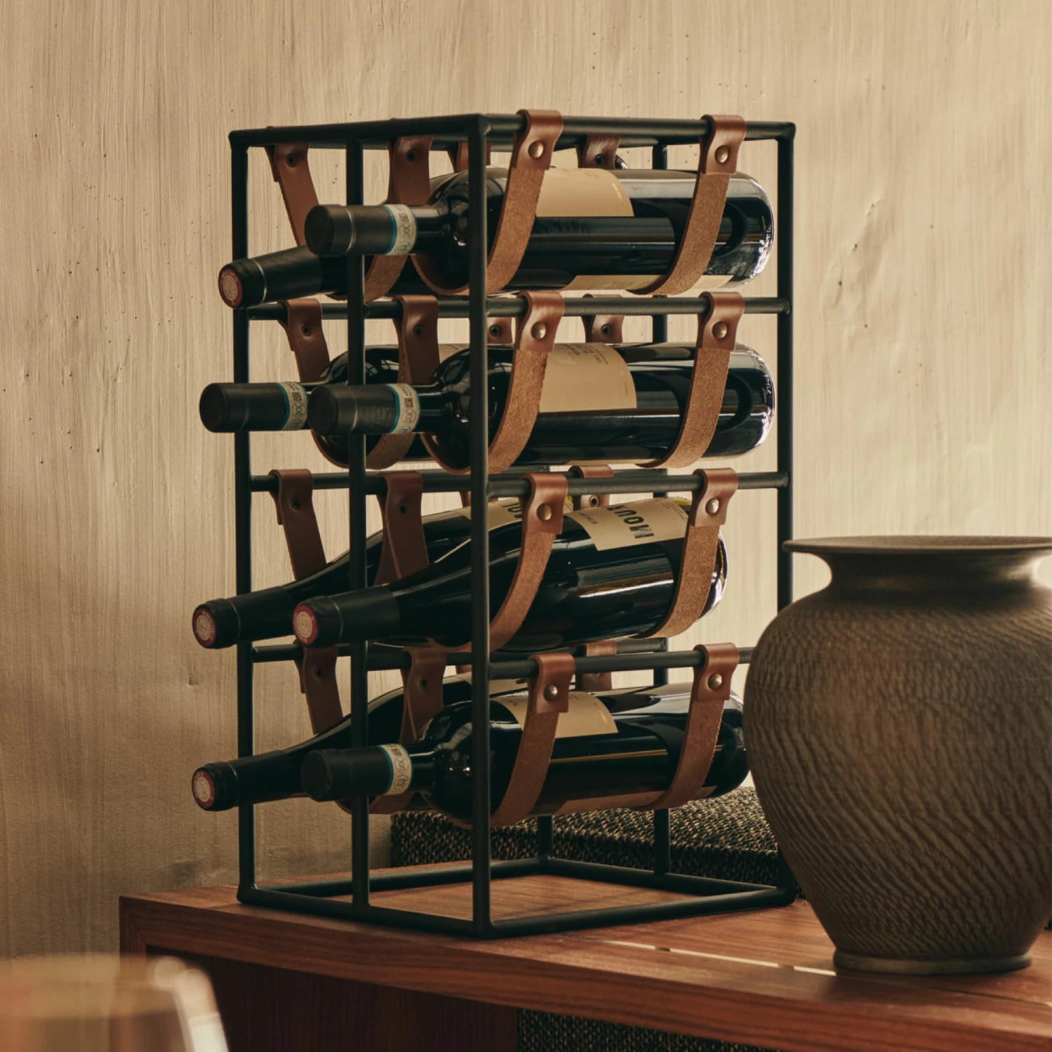 Menu Umanoff Leather & Steel Wine Rack - 8 Bottles 5 Menu Umanoff Leather & Steel Wine Rack - 8 Bottles