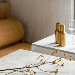 Menu Set of 2 Brushed Brass Bottle Grinders with Walnut Tops