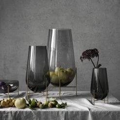 Menu Smoke grey Echasse Vase with Bronzed Brass Stand 7 Menu Smoke grey Echasse Vase with Bronzed Brass Stand