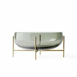 Menu Smoke Grey Echasse Bowl with Brushed Brass Stand
