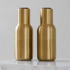 Menu Bottle Grinder Brushed Brass Walnut Lid