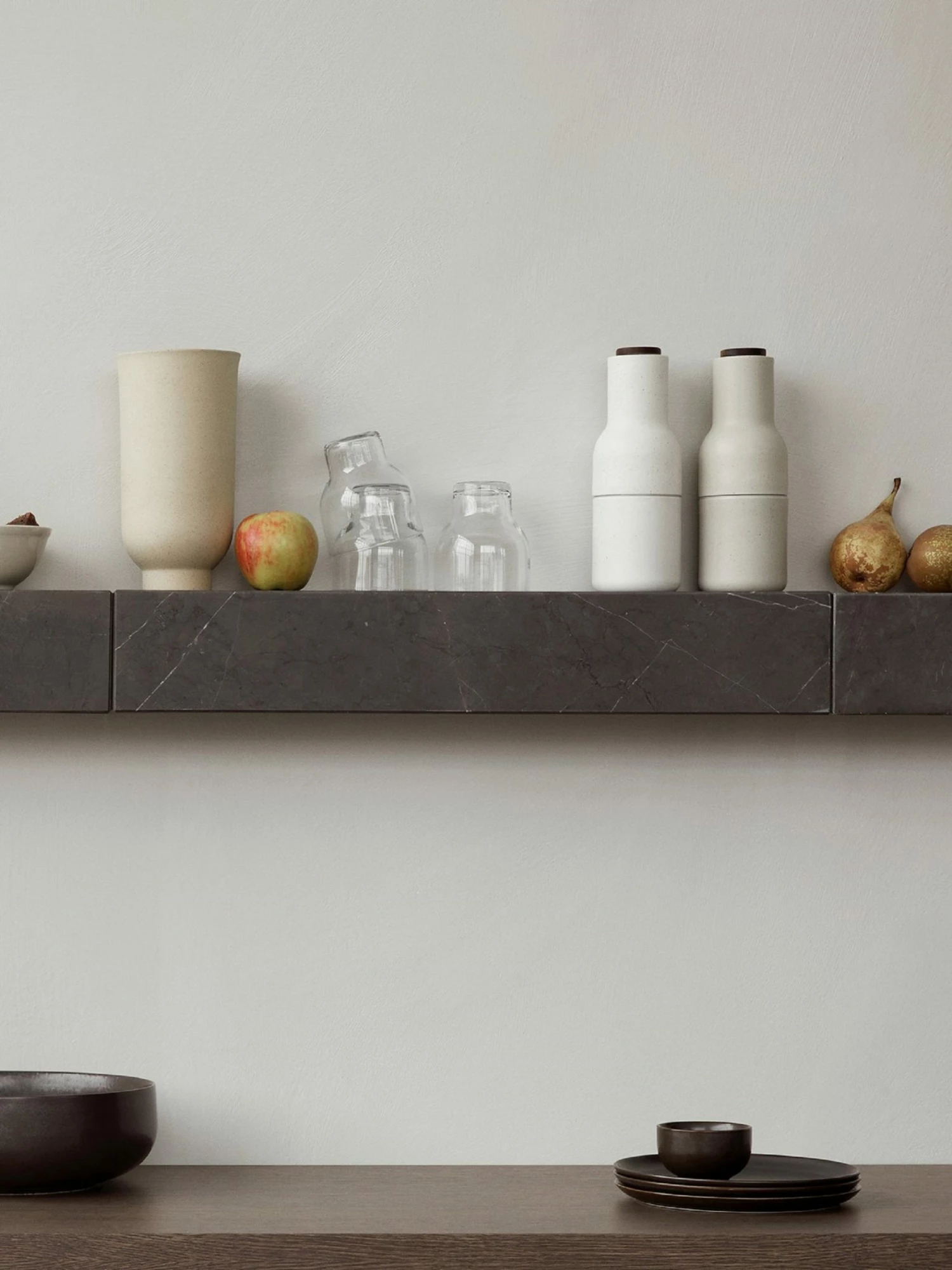 Menu Set of 2 Sand Ceramic Bottle Grinders with Walnut Top 9 Menu Set of 2 Sand Ceramic Bottle Grinders with Walnut Top