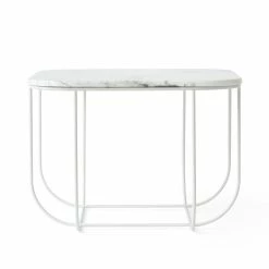 Menu White Cage Table with Marble Top