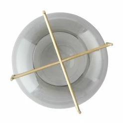 Menu Smoke Grey Echasse Hurricane Tealight Holder with Brushed Brass Stand